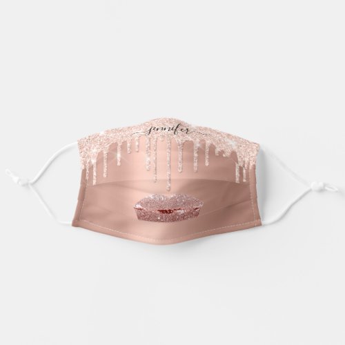 Name Lips Rose Gold Glam Blush Drips Makeup Artist Adult Cloth Face Mask