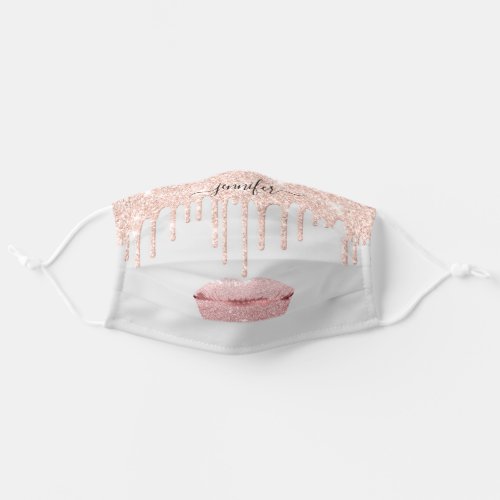 Name Lips Rose Gray Blush Drips Makeup Artist Adult Cloth Face Mask