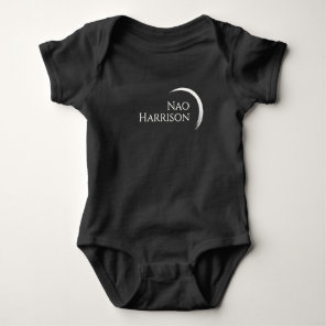 Name Logo, Elegant Minimal White Crescent Baby Bodysuit