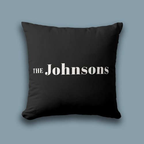 Name  Logo Modern Minimalist Black Throw Pillow