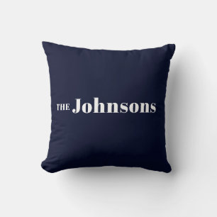 Name   Logo Modern Minimalist Navy Blue Throw Pillow