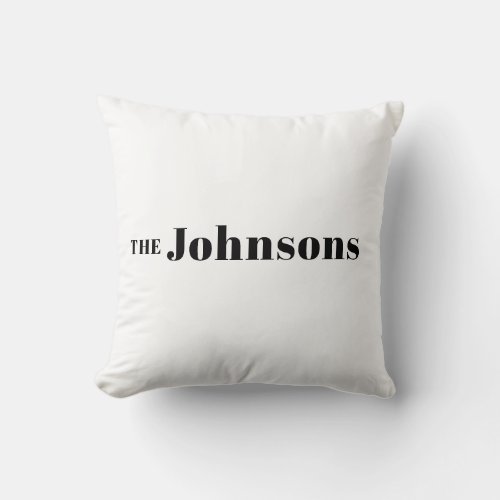 Name  Logo Modern Minimalist White Throw Pillow