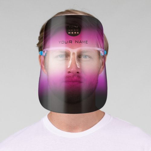 Name Logo Pink Color Therapy  Covid19 Black Face Shield