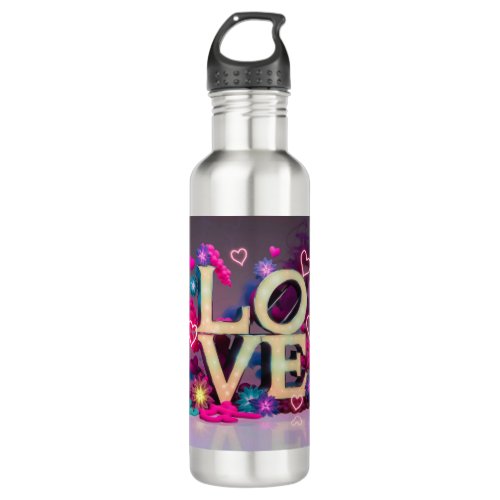 name Love collage Stainless Steel Water Bottle