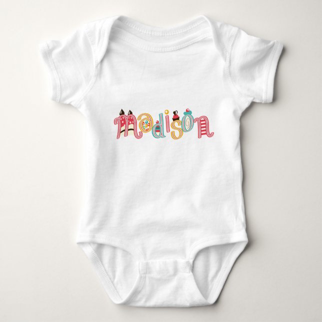 name Madison Baby Bodysuit (Front)