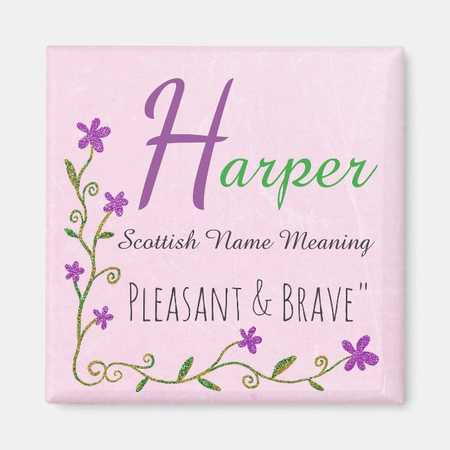 Name Magnet: Harper, Pleasant & Brave Magnet (Front)