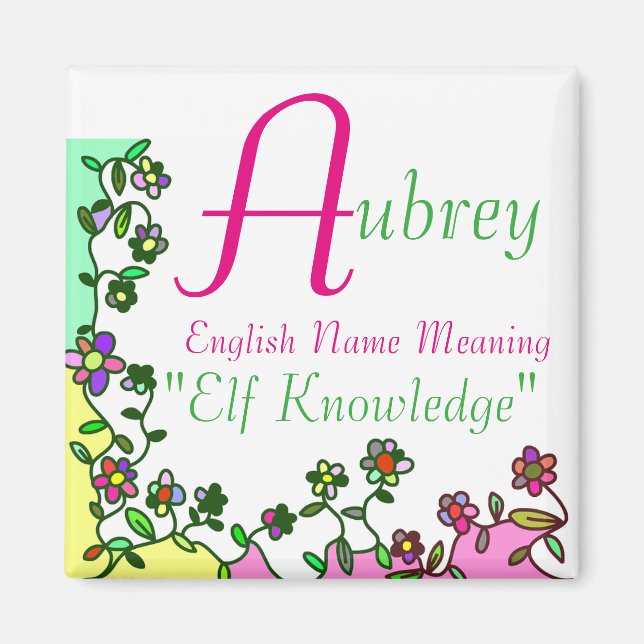 Name Magnet Meaning, Aubrey: Elf Knowledge (Front)