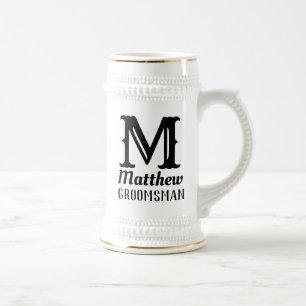 Name Masculine Monogrammed Classic Weddings Black Beer Stein