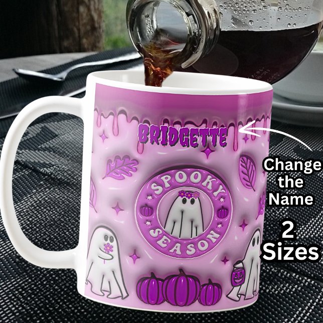 Name Mauve 3D effect Halloween Ghost Spooky Season Coffee Mug (Creator Uploaded)