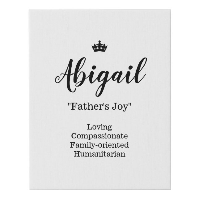 Name Meaning Canvas Picture - Abigail (Front)