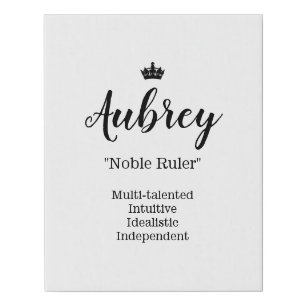 Name Meaning Canvas Picture - Aubrey