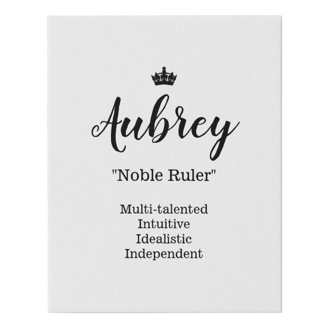 Name Meaning Canvas Picture - Aubrey (Front)