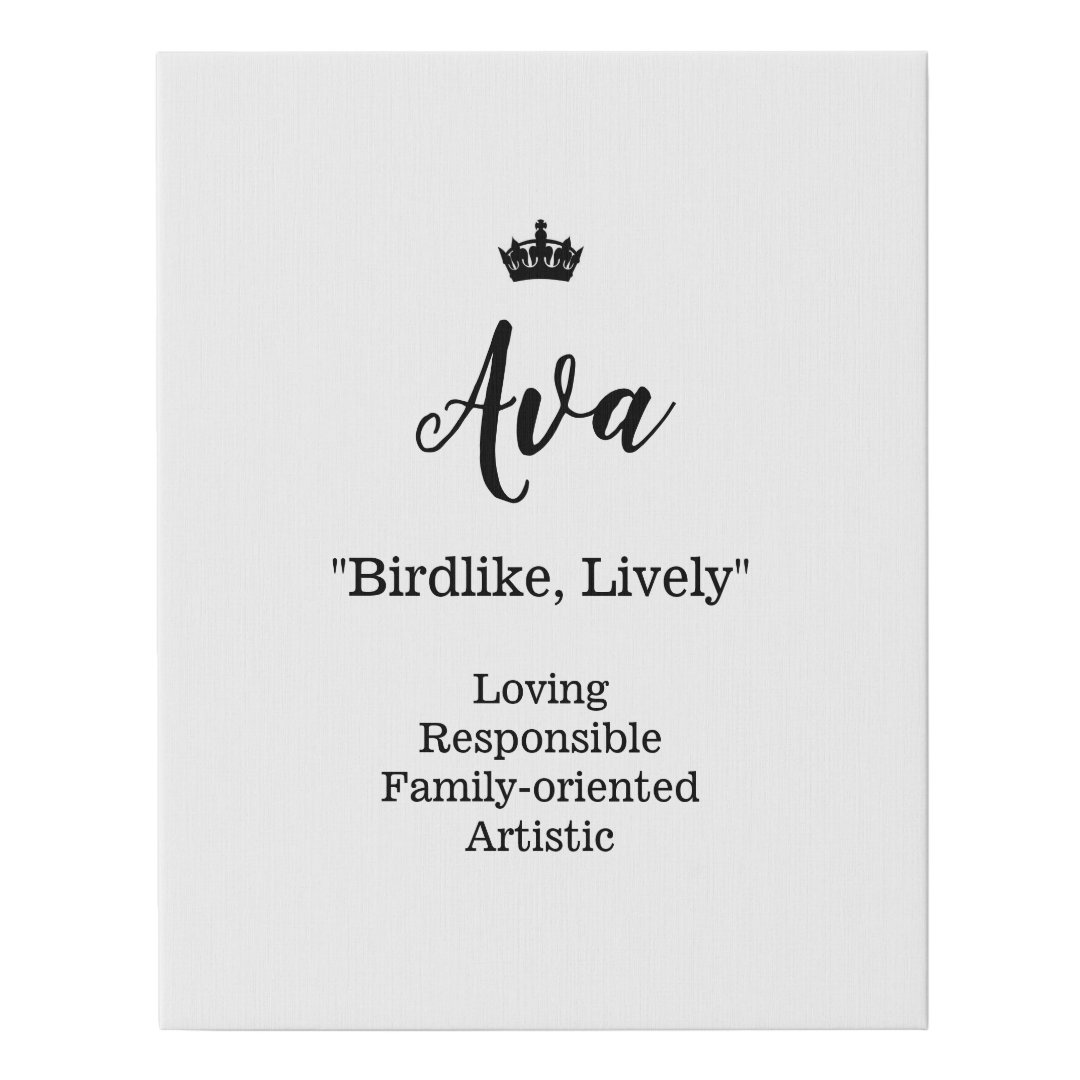 Name Meaning Canvas Picture Ava Zazzle