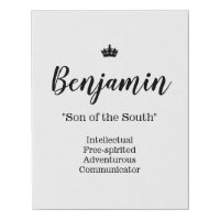 Name Meaning Canvas Picture - Benjamin