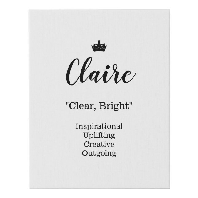 Name Meaning Canvas Picture - Claire (Front)
