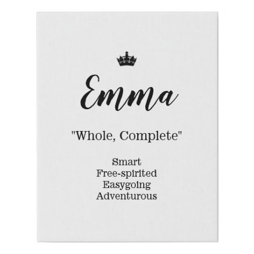 Name Meaning Canvas Picture _ Emma