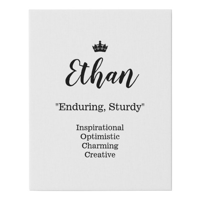 Name Meaning Canvas Picture - Ethan (Front)