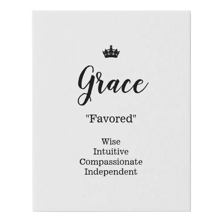 Name Meaning Canvas Picture Grace Zazzle