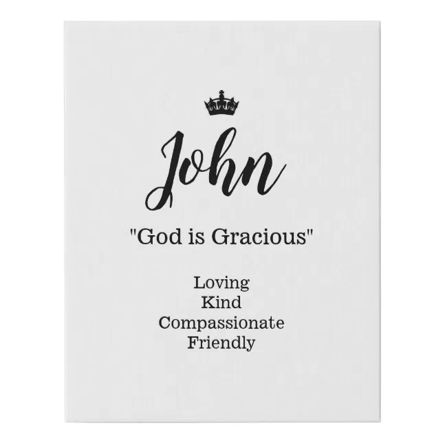 Name Meaning Canvas Picture John Zazzle