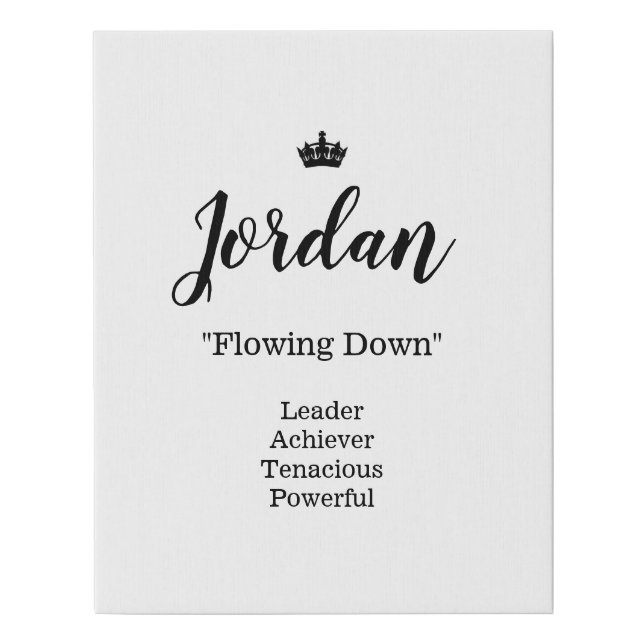 Name Meaning Canvas Picture - Jordan (Front)