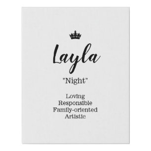 Name Meaning Canvas Picture - Layla