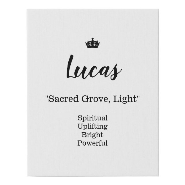 Name Meaning Canvas Picture - Lucas (Front)