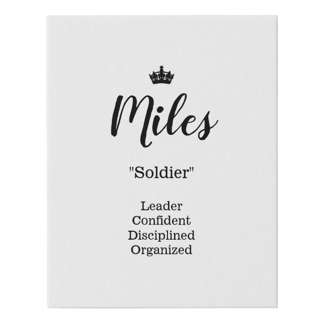 Name Meaning Canvas Picture - Miles (Front)