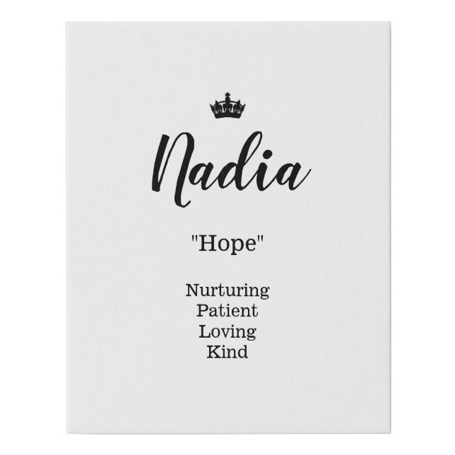 Name Meaning Canvas Picture - Nadia (Front)