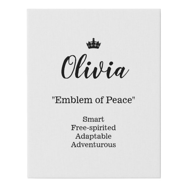 Name Meaning Canvas Picture Olivia Zazzle