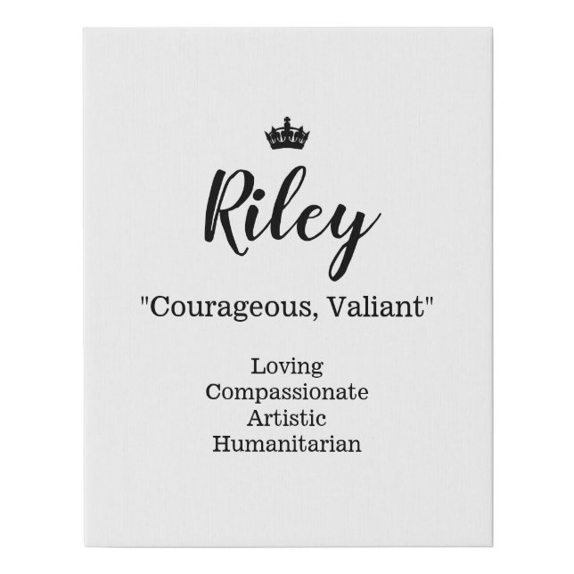 Name Meaning Canvas Picture - Riley (Front)