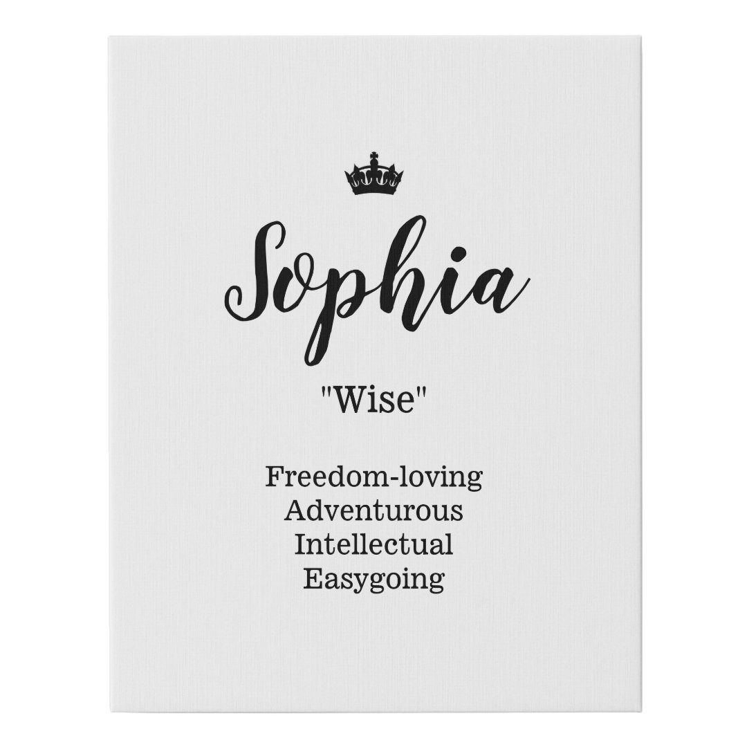 Name Meaning Canvas Picture Sophia Zazzle
