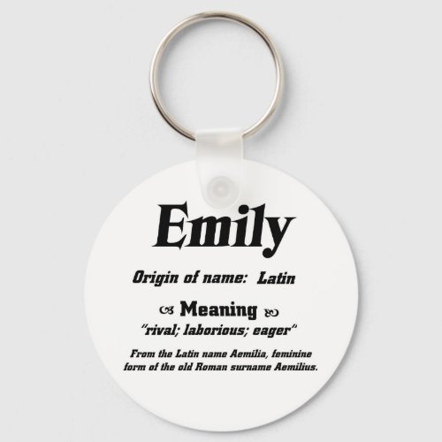 Name Meaning Emily Keychain