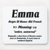 Emma Personalised Name Meaning Mousemat 