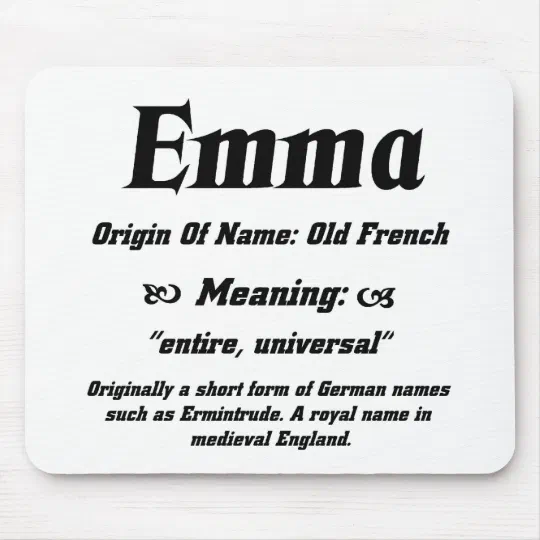 Emma Personalised Name Meaning Mousemat