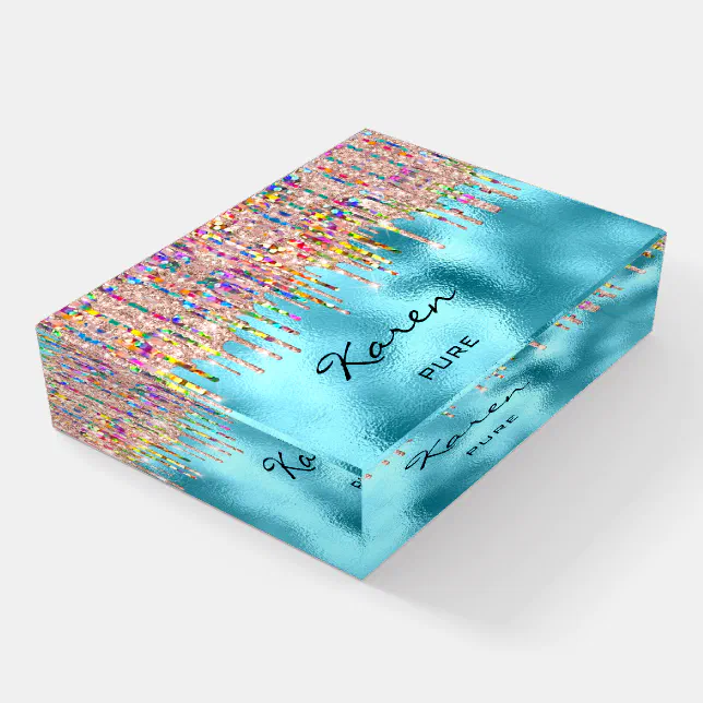 NAME MEANING Holograph Place Sign Wedding Blue Paperweight Zazzle