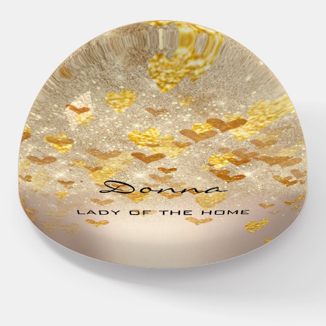 NAME MEANING Holograph Rose Gift Heart Confetti Paperweight (Angled)