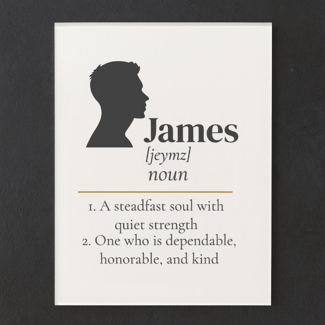 Name Meaning Identity Art Acrylic Wall Art (Celebrate his identity with warm ivory art and a defining masculine silhouette.)
