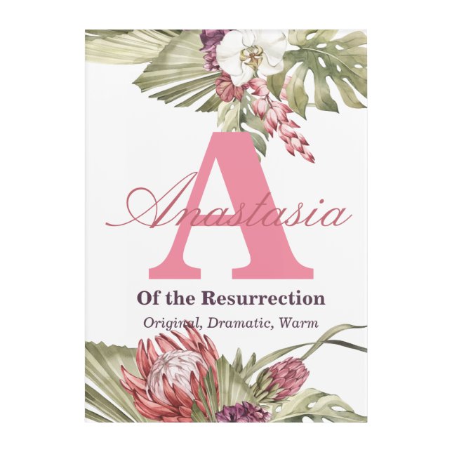 Name Meaning of Anastasia Acrylic Print (Front)