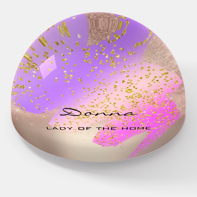 NAME MEANING Rose Purple Glitter Gify IDea  Paperweight (Angled)
