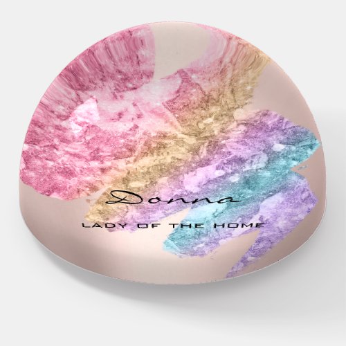 NAME MEANING Rose Strokes Gift Idea Pink Abstract Paperweight