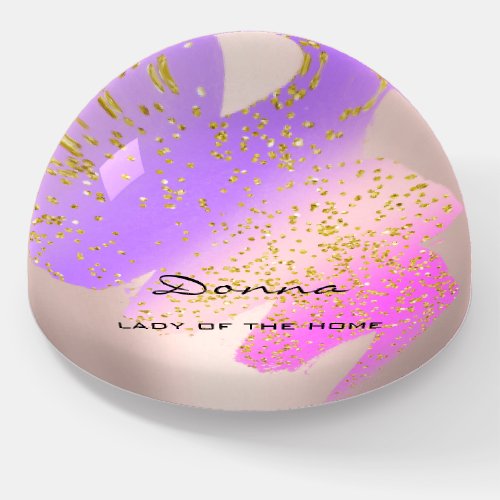 NAME MEANING Rose Strokes Gift Idea Pink Glitter Paperweight