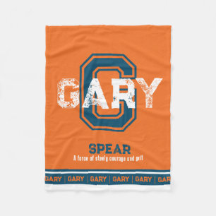Name meaning sports monogram orange blue Gary Fleece Blanket