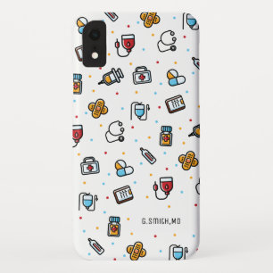 Name Medical Pattern For Doctors and Nurses iPhone XR Case