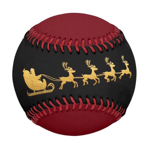  Name Merry Christmas Santa Reindeer Black Golden Baseball