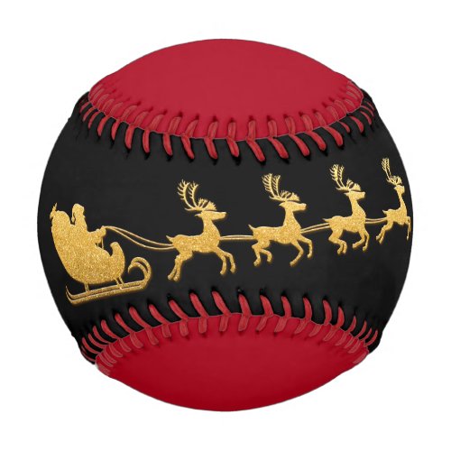  Name Merry Christmas Santa Reindeer Red Black Baseball