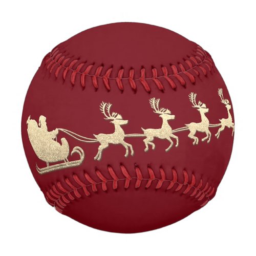  Name Merry Christmas Santa Reindeer Red Gold Baseball