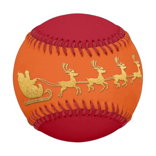 Name Merry Christmas Santa Reindeer Red Orange Baseball