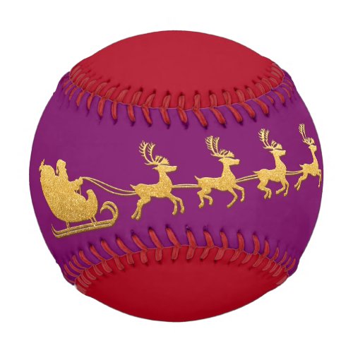  Name Merry Christmas Santa Reindeer Red Purple Baseball