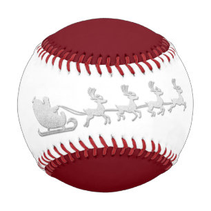 Name Merry Christmas Santa Reindeer Red White Baseball