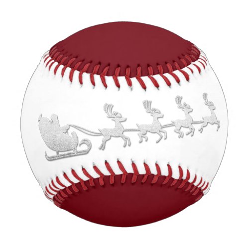  Name Merry Christmas Santa Reindeer Red White Baseball